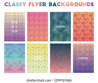 Classy Flyer Backgrounds. Alive geometric patterns, remarkable vector illustration.