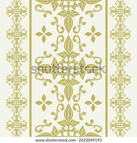 Classy Glamorous Large and Small Delicate Florals Baroque Style Border Striped Pattern with  Golden Ornament Royal Design for All Luxury Stuff Decorate Silk Fabrics Carpet Interior Wallpaper Lace Ikat