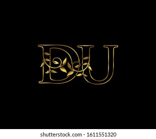 Classy Gold letter D, N and DN vintage decorative ornament emblem badge, wedding logo, classy letter logo icon.
