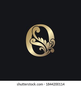 Classy Gold Letter O Luxury Decorative Initial Logo Icon, Elegance Swirl Ornate Deco  Logo Vintage Template Design