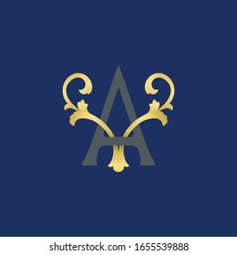 Classy Gold Letter A and V Logo Icon . Initial Letter A and V Design Vector Luxury Gold Color. Print monogram initials stamp line art sign symbol.