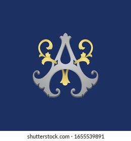 Classy Gold Letter A and V Logo Icon . Initial Letter A and V Design Vector Luxury Gold Color. Print monogram initials stamp line art sign symbol.