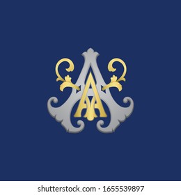 Classy Gold Letter A and V Logo Icon . Initial Letter A and V Design Vector Luxury Gold Color. Print monogram initials stamp line art sign symbol.