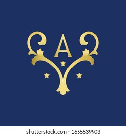 Classy Gold Letter A and V Logo Icon . Initial Letter A and V Design Vector Luxury Gold Color. Print monogram initials stamp line art sign symbol.