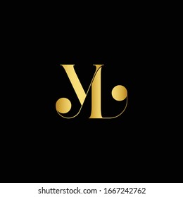 Classy Gold letter Y and L, YL, VINTAGE decorative ornament emblem badge, wedding logo, classy letter logo icon.