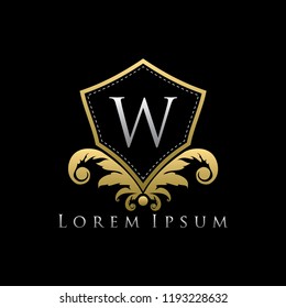 Classy Gold Shield W Letter Logo