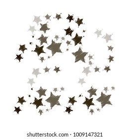 Classy and Great Looking Embroidered Grey Stars on White Background