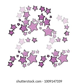 Classy and Great Looking Embroidered Violet Stars with Black Border on White Background