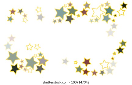 Classy and Great Looking Red, Blue, Green and White Stars with Yellow Border on White Background
