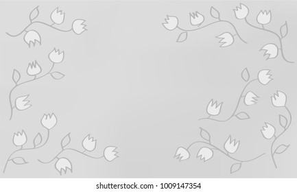 Classy and Great Looking White Flowers with Stems and Leaves on Grey Gradient Background
