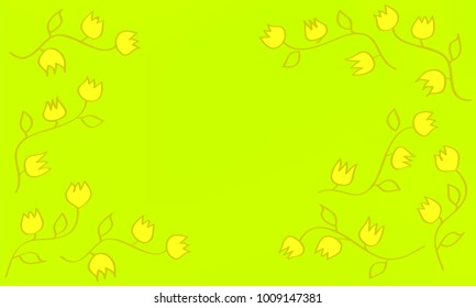 Classy and Great Looking Yellow Flowers with Stems and Leaves on Yellow Gradient Background