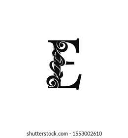 Classy Initial letter E vintage Logo Icon. Design Concept Monocrome vintage Logo Icon black color  recomended for boutique,restaurant, wedding service, hotel or business identity.