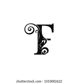 Classy Initial letter F vintage Logo Icon. Design Concept Monocrome vintage Logo Icon black color  recomended for boutique,restaurant, wedding service, hotel or business identity.