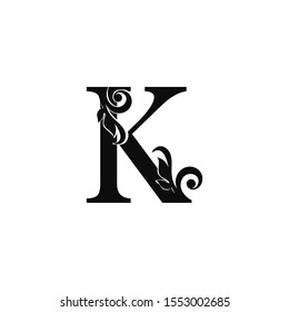 Classy Initial letter K vintage Logo Icon. Design Concept Monocrome vintage Logo Icon black color  recomended for boutique,restaurant, wedding service, hotel or business identity.