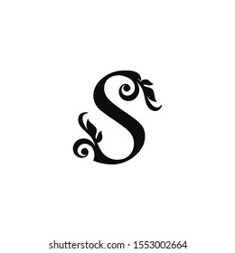 Classy Initial letter S vintage Logo Icon. Design Concept Monocrome vintage Logo Icon black color  recomended for boutique,restaurant, wedding service, hotel or business identity.