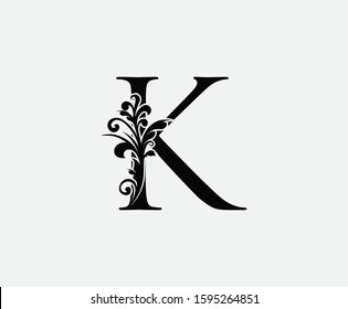 Classy K Letter Vintage Floral Logo Stock Vector (Royalty Free ...