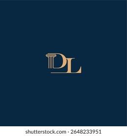 logotipo de lei classy DL conceito de design elegante advogado com monograma e carta pilar