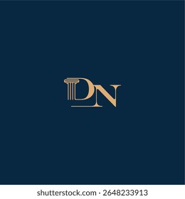 classy law logo DN concept of elegant attorney design with monogram and pillar letter