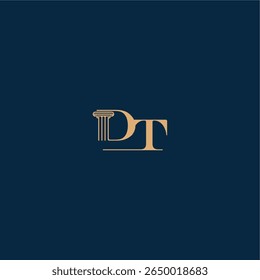 classy law logo DT concept of elegant attorney design with monogram and pillar letter