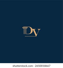 classy law logo DV concept of elegant attorney design with monogram and pillar letter