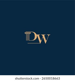 classy law logo DW concept of elegant attorney design with monogram and pillar letter