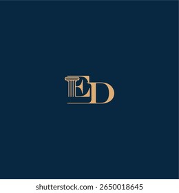 classy law logo ED concept of elegant attorney design with monogram and pillar letter