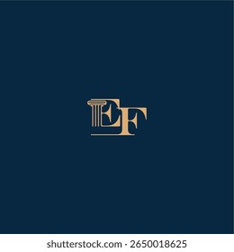 classy law logo EF concept of elegant attorney design with monogram and pillar letter
