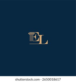 classy law logo EL concept of elegant attorney design with monogram and pillar letter