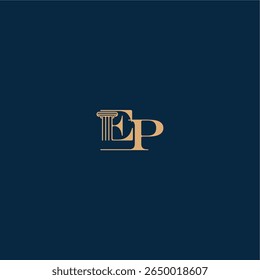classy law logo EP concept of elegant attorney design with monogram and pillar letter
