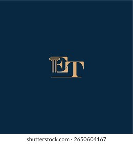 classy law logo ET concept of elegant attorney design with monogram and pillar letter