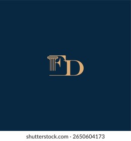 classy law logo FD concept of elegant attorney design with monogram and pillar letter