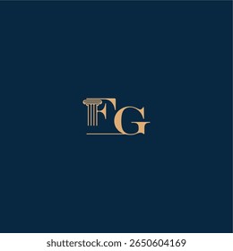 classy law logo FG concept of elegant attorney design with monogram and pillar letter
