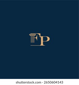 classy law logo FP concept of elegant attorney design with monogram and pillar letter