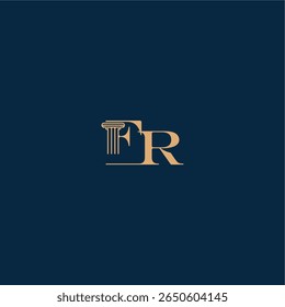 klassisches Logo FR-Konzept elegantes Anwaltsdesign mit Monogramm und Säulenbrief