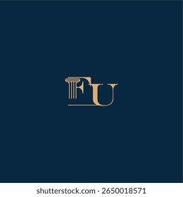 logotipo de lei classy conceito FU de design elegante advogado com monograma e carta pilar