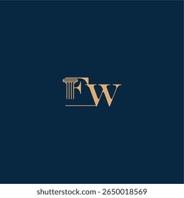 classy law logo FW concept van elegant advocaat ontwerp met monogram en pilaar letter