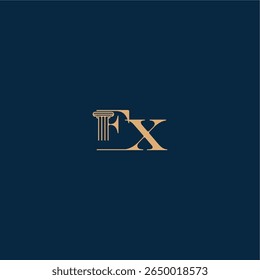 concepto elegante del logotipo de la ley FX del diseño elegante del abogado con el monograma y la letra del pilar