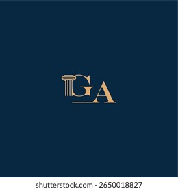 classy law logo GA concept of elegant attorney design with monogram and pillar letter