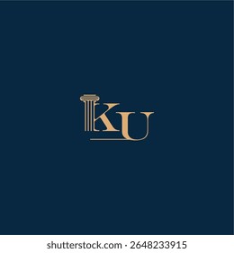 Logo de ley elegante con monograma y concepto de letra de pilar de diseño de abogado elegante KU