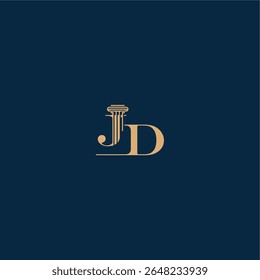 classy law logo with monogram and pillar letter concept of elegant attorney design JD