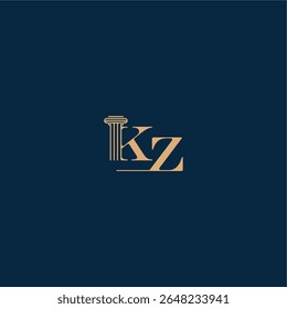 logotipo de lei classy com monograma e conceito de letra pilar de elegante design advogado KZ