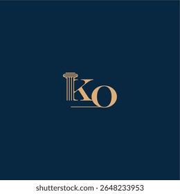klassisches Logo mit Monogramm und Säulenbrief Konzept des eleganten Anwaltsdesigns KO