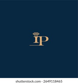 logotipo de lei classy com monograma e conceito de letra pilar de elegante design de advogado IP