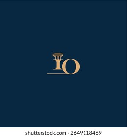 classy law logo with monogram and pillar letter concept of elegant attorney design IO