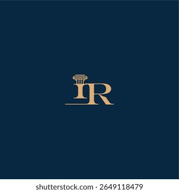 classy law logo met monogram en pilaar letter concept van elegante advocaat ontwerp IR