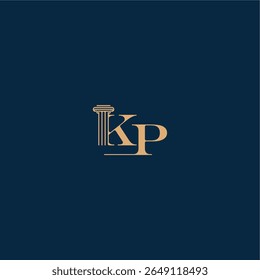 classy law logo with monogram and pillar letter concept of elegant attorney design KP