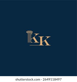 classy law logo met monogram en pilaar letter concept van elegante advocaat ontwerp KK