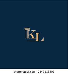 classy law logo with monogram and pillar letter concept of elegant attorney design KL