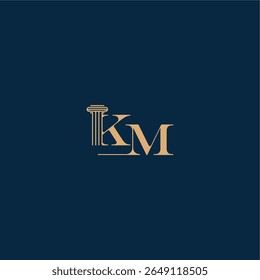 classy law logo met monogram en pilaar letter concept van elegante advocaat ontwerp KM
