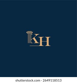 classy law logo with monogram and pillar letter concept of elegant attorney design KH